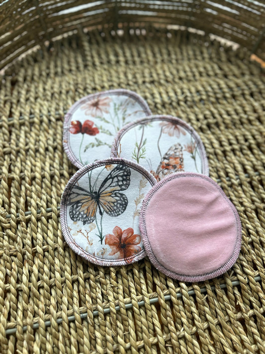 Reusable Organic Cotton FT & Cotton Velour Nursing Pads - Monarch