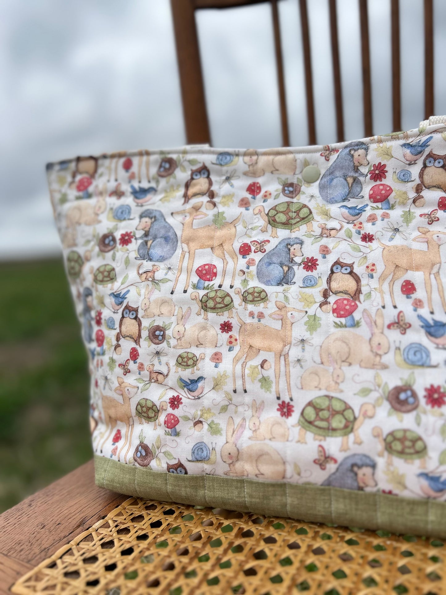 Forest Meeting Quilted Cotton Tote (RTS)