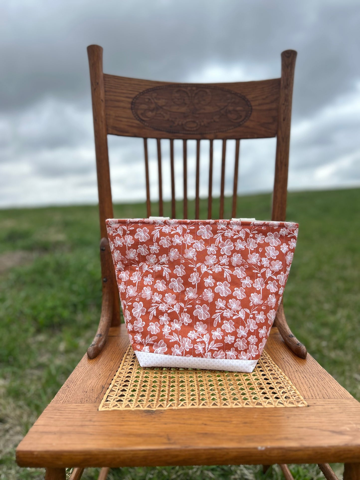 Terracotta Bloom Quilted Cotton Bag