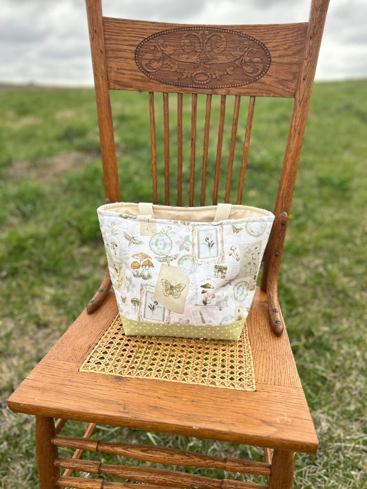 Moth & Mushroom Quilted Cotton Bag (MTO)