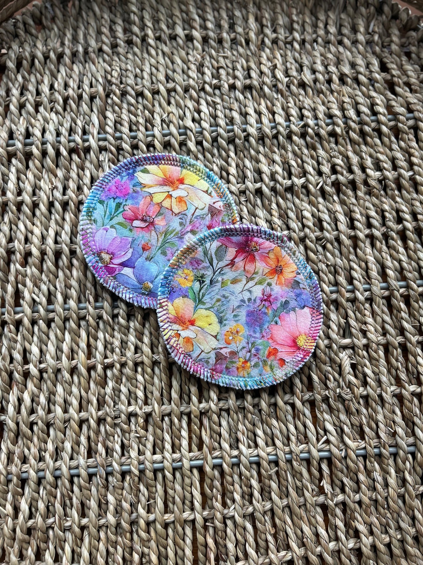 Reusable Organic Cotton FT & Cotton Velour Nursing Pads - Painted Petals