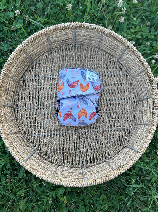 OS Serged Snapless Fitted (LW) - Barnyard Chickens