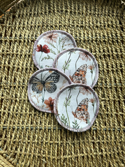 Reusable Organic Cotton FT & Cotton Velour Nursing Pads - Monarch