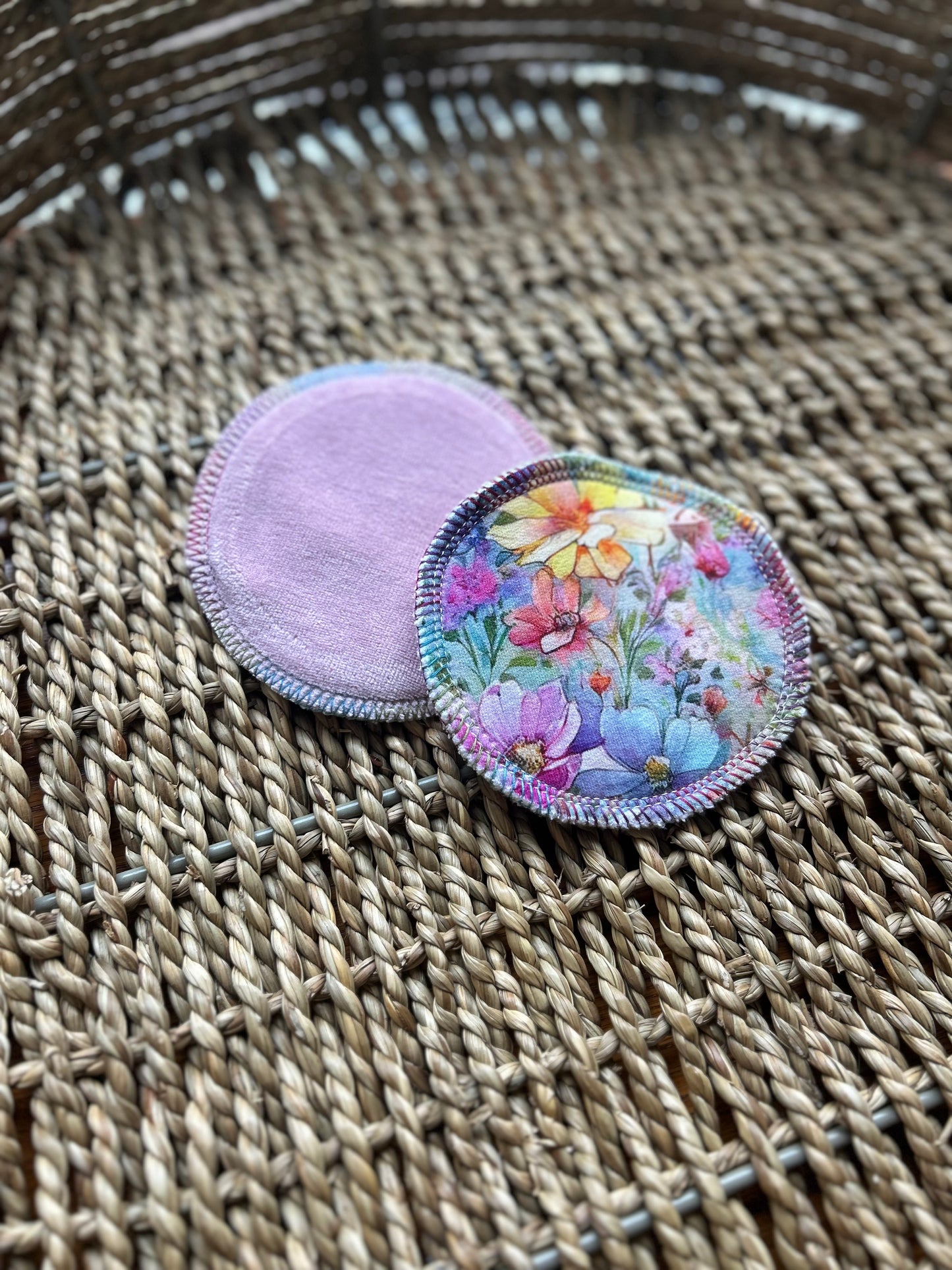 Reusable Organic Cotton FT & Cotton Velour Nursing Pads - Painted Petals