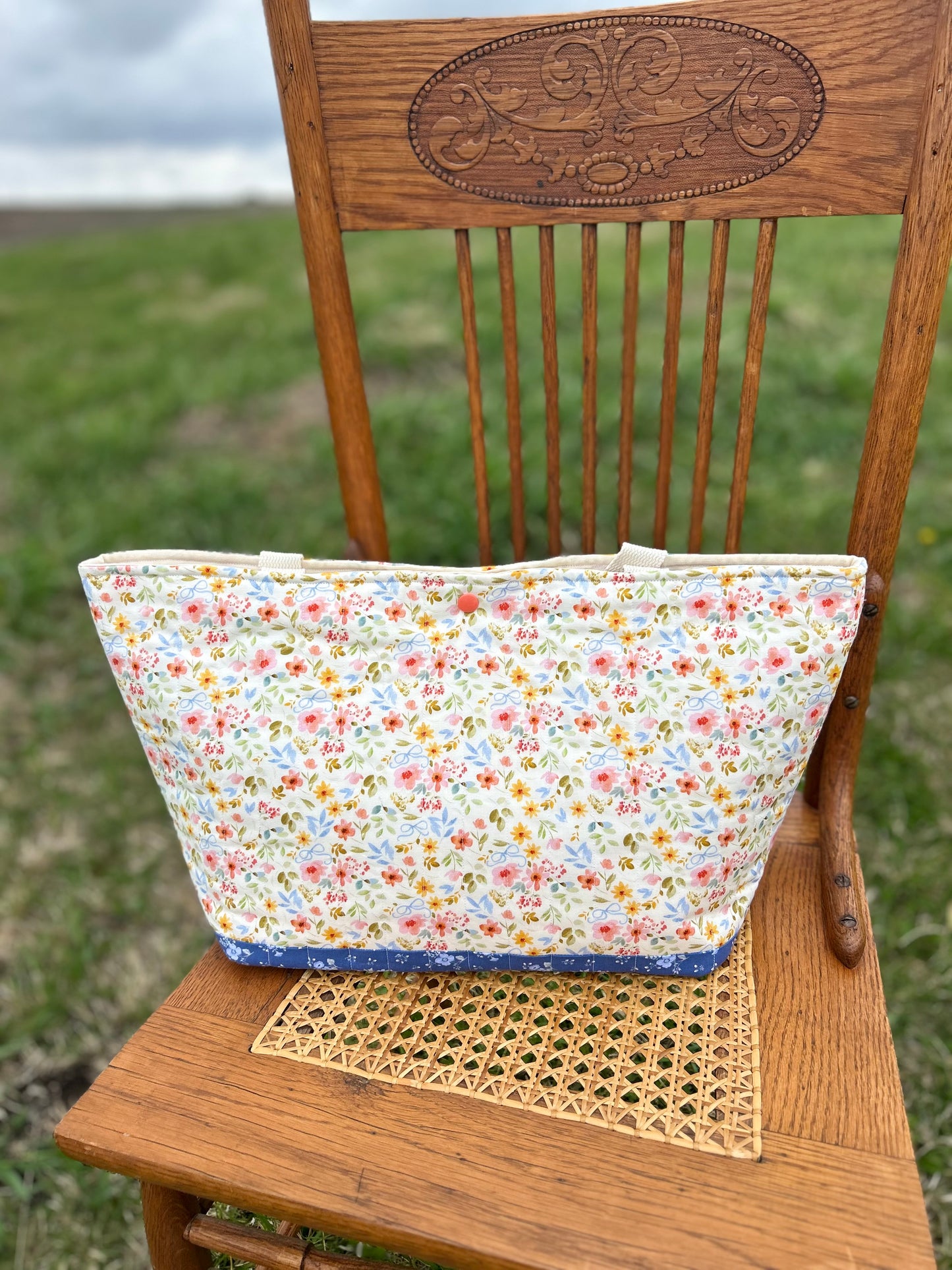 Lullaby Bloom Quilted Cotton Tote (RTS)