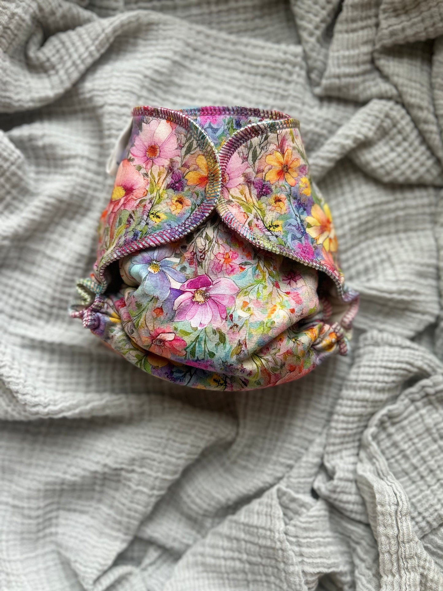 Newborn Snapless Serged Fitted - Painted Petals
