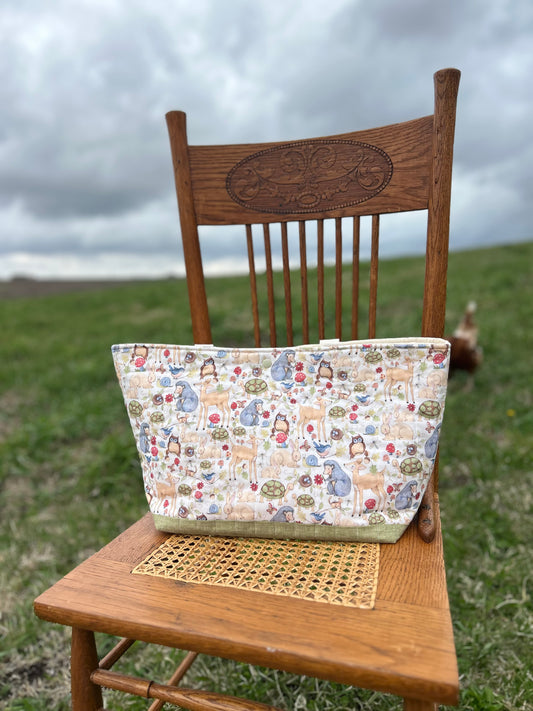 Forest Meeting Quilted Cotton Tote (RTS)