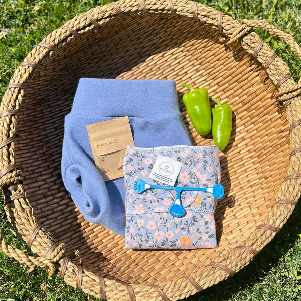 Newborn Preflat paired with Wool Cover & Snappi